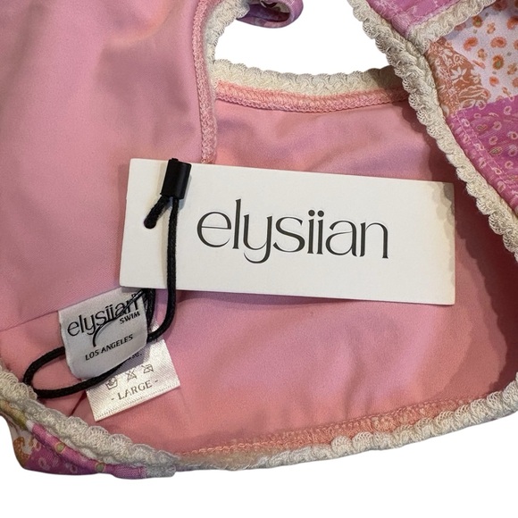 Elysiian Nantucket Bikini NWT Top (Sz L) and NWOT Bottom (Sz S) - Pink Paisley - Picture 15 of 16